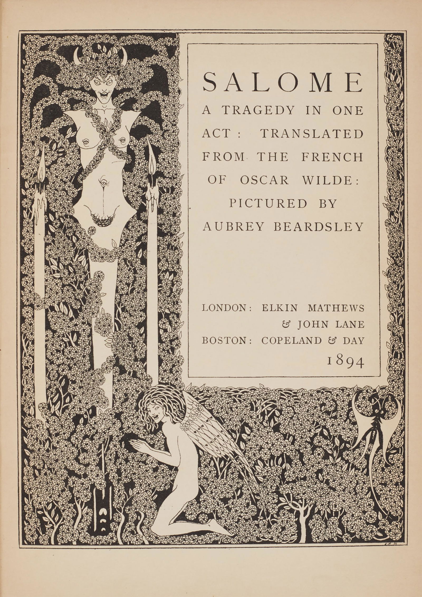 Wilde, Oscar Salome: Wilde, Oscar Salome A Tragedy in One Act. Translated from the French of Oscar Wilde. Pictures by Aubrey Beardsley. London: Elkin Mathews, 1894. First edition in English and first illustrated by Beards