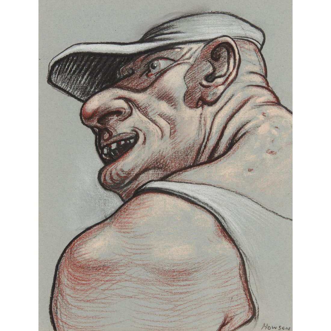 § PETER HOWSON O.B.E. (SCOTTISH 1958-) FIGURE STUDY: Â§ PETER HOWSON O.B.E. (SCOTTISH 1958-) FIGURE STUDY Signed lower right, pastel on blue paper (29cm x 22cm (11.5in x 8.75in))