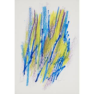 § WILLIAM GEAR R.A., F.R.S.A., R.B.S.A. (SCOTTISH 1915-1997) UNTITLED - 1968: § WILLIAM GEAR R.A., F.R.S.A., R.B.S.A. (SCOTTISH 1915-1997) UNTITLED - 1968 Signed and dated lower right, mixed media on textured paper (58cm x 40cm (22.75in x 15.75in))
