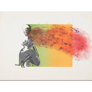 § ALLEN JONES (BRITISH 1937-) KNEELING FIGURE II - 1970: § ALLEN JONES (BRITISH 1937-) KNEELING FIGURE II - 1970 Lithograph, 18/75, signed, dated and numbered in pencil to margin (the sheet 57cm x 76cm (22.5in x 30in), unframed)