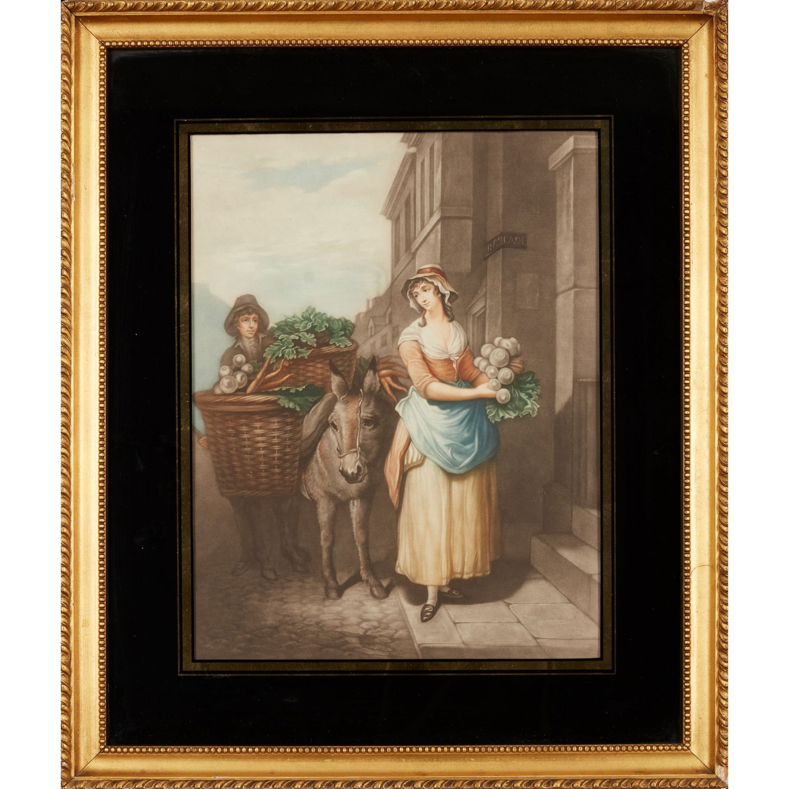 SET OF THIRTEEN 'CRIES OF LONDON' MEZZOTINTS, AFTER WHEATLEY EARLY 20TH CENTURY: SET OF THIRTEEN 'CRIES OF LONDON' MEZZOTINTS, AFTER WHEATLEY EARLY 20TH CENTURY printed by A. Cardon after the originals by Francis Wheatley, each in a gilt gesso verre églomisé frame (53cm