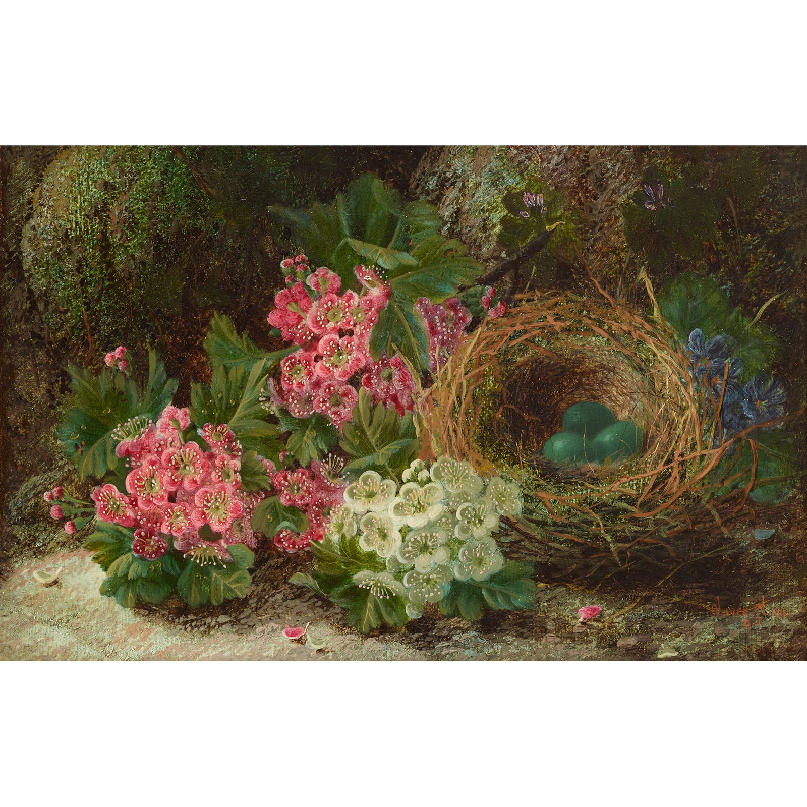 OLIVER CLARE (BRITISH 1853-1927) BLOSSOM AND BIRD'S NEST (1 of 6)