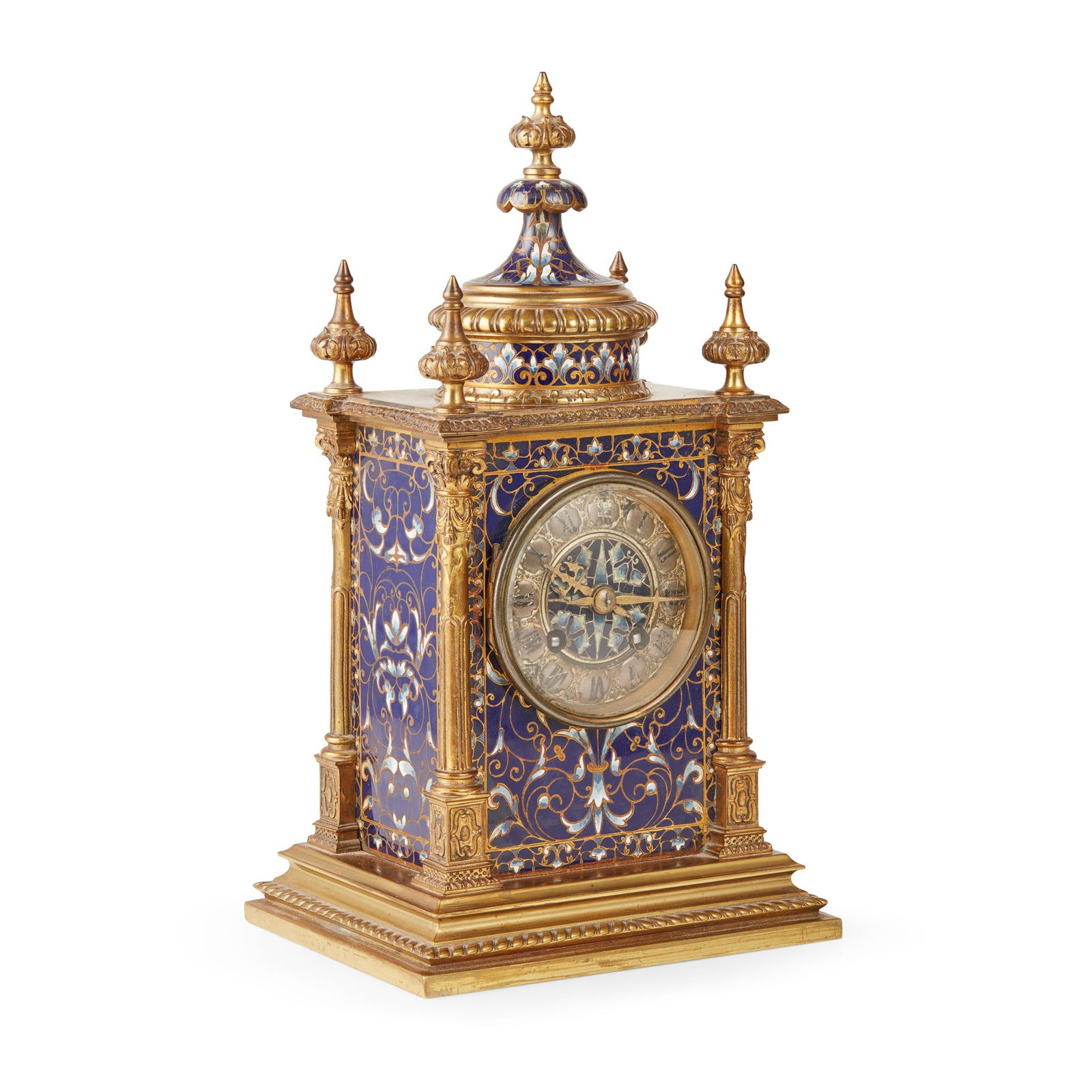 FRENCH GILT BRONZE AND CLOISONNÉ ENAMEL MANTEL CLOCK LATE 19TH CENTURY (1 of 2)