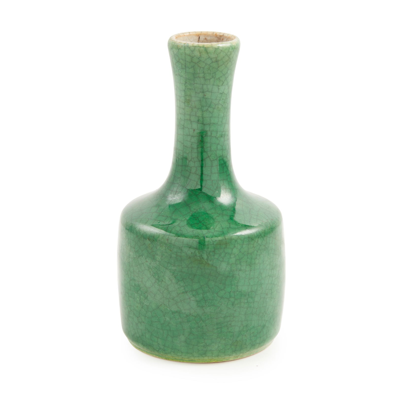APPLE-GREEN CRACKLE-GLAZED MALLET VASE QING DYNASTY, 19TH CENTURY (1 of 2)