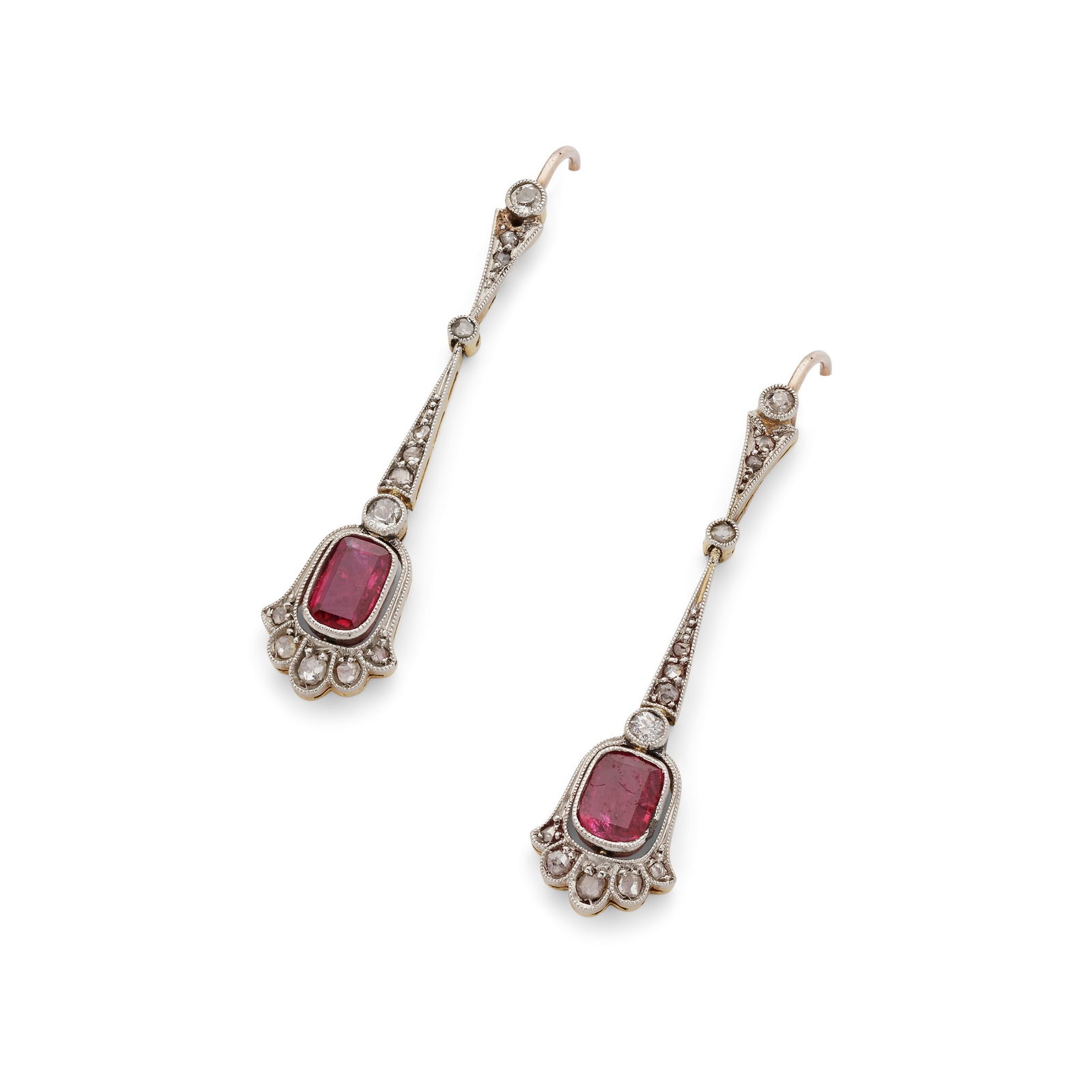 A pair of ruby and diamond pendent earrings (1 of 1)