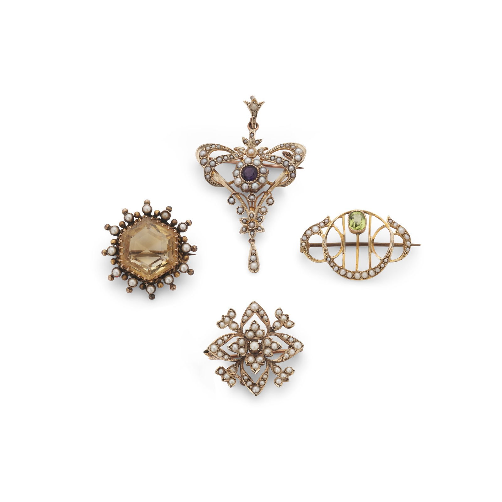 Four gem-set brooches (1 of 1)