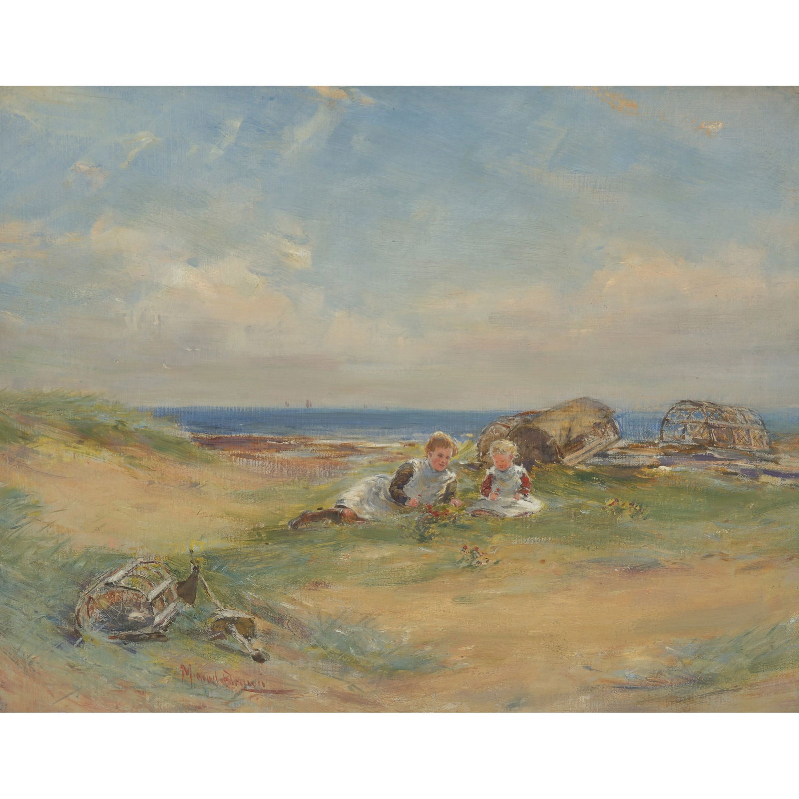 JAMES MICHAEL BROWN (SCOTTISH 1853-1947) A SEASIDE POSY: JAMES MICHAEL BROWN (SCOTTISH 1853-1947) A SEASIDE POSY Signed lower left, oil on canvas (35cm x 44cm (13.75in x 17.25in))