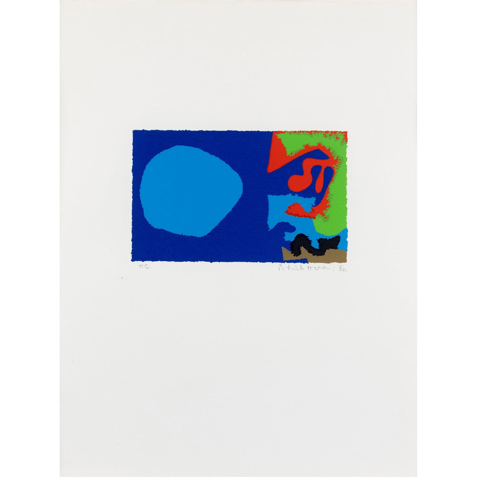 § Patrick Heron C.B.E. (British 1920-1999) October 5: 1982, from 35 Artists Printmaking, Folio: § Patrick Heron C.B.E. (British 1920-1999) October 5: 1982, from 35 Artists Printmaking, Folio 3 signed, dated and inscribed HC in pencil (in the margin), screenprint in colours on Whatman wove p