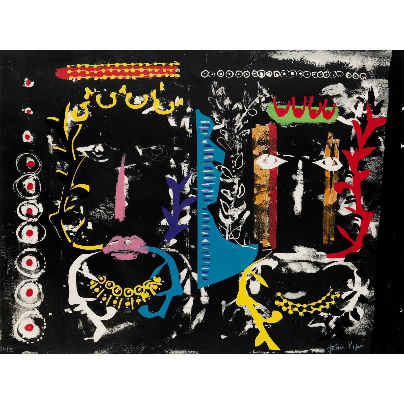 § John Piper C.H. (British 1903-1992) Foliate Heads II, 1975 (Levinson 246): § John Piper C.H. (British 1903-1992) Foliate Heads II, 1975 (Levinson 246) signed, dated and numbered 26/75 in white crayon, screenprint on Arches paper, published by Marlborough Fine Art (57cm