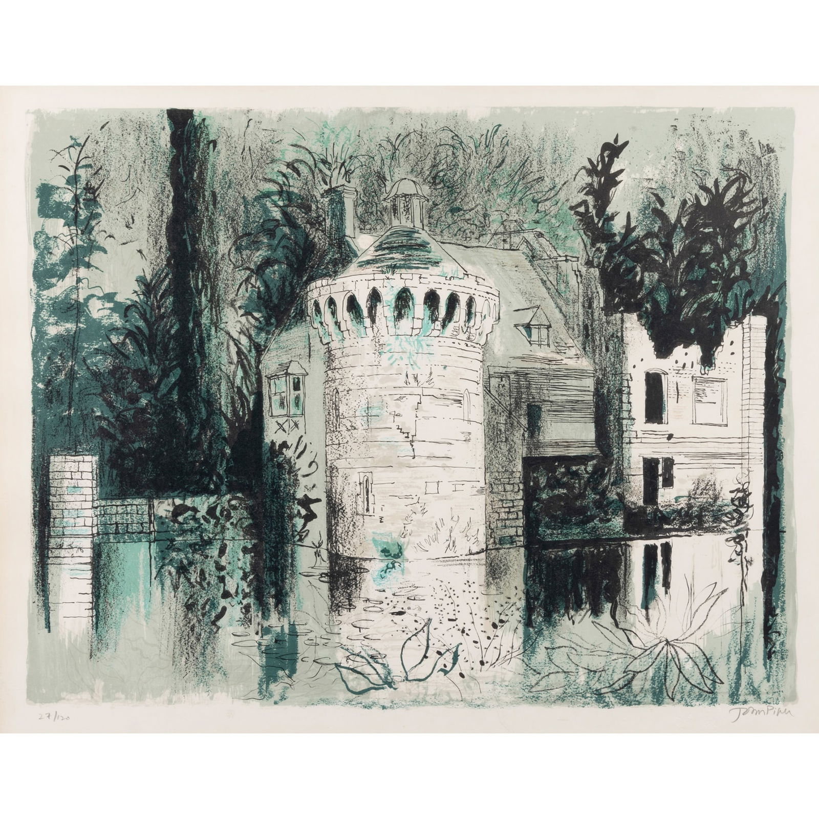 § John Piper C.H. (British 1903-1992) Scotney Castle, Kent (Levinson 265): § John Piper C.H. (British 1903-1992) Scotney Castle, Kent (Levinson 265) signed and numbered 27/120 in pencil (in the margin), lithograph on T H Saunders wove paper, printed by Curwen Studio, Lo