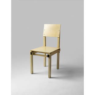 Gerrit Rietveld (Dutch 1888-1964) for G. A. van de Groenekan Military Chair I, design conceived 1923: Gerrit Rietveld (Dutch 1888-1964) for G. A. van de Groenekan Military Chair I, design conceived 1923 branded manufacturer's mark H.G.M. / G.A.v.d. GROENEKAN / OF BILT NEDERLAND., wood, plywood, nuts a