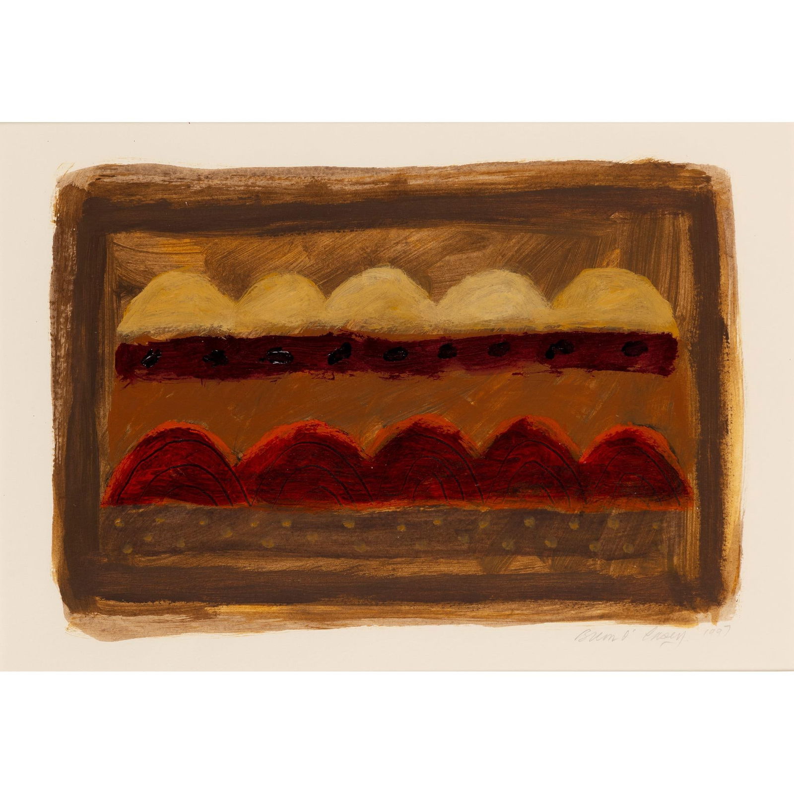 § Breon O'Casey (British 1928-2011) Landscape on Brown, 1997 (1 of 3)