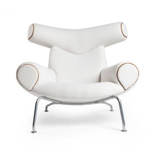 Hans Wegner (Danish 1914-2007) for AP Stolen Ox Chair, designed 1960: Hans Wegner (Danish 1914-2007) for AP Stolen Ox Chair, designed 1960 model AP46, upholstery, leather and chrome plated steel (87.5cm high, 92cm wide, 92cm deep (34 1/2in high, 36 1/4in wide, 36 1/4in