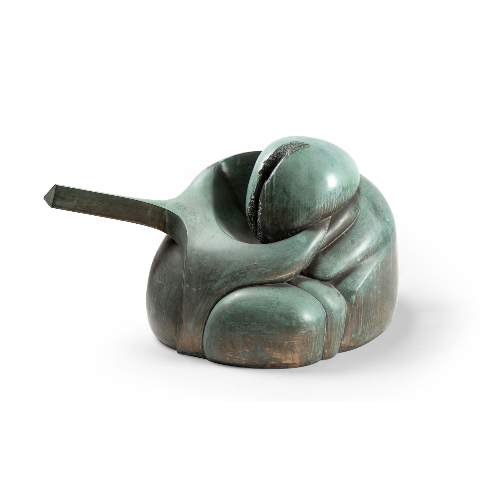 § Bernard Meadows (British 1915-2005) Pointing Figure, 1967, Opus 91: § Bernard Meadows (British 1915-2005) Pointing Figure, 1967, Opus 91 3/3, verdigris bronze (53.5cm high, 90cm wide (21in high, 35 1/2in wide)) Provenance Gimpel Fils, London. Exhibited Syon Park,