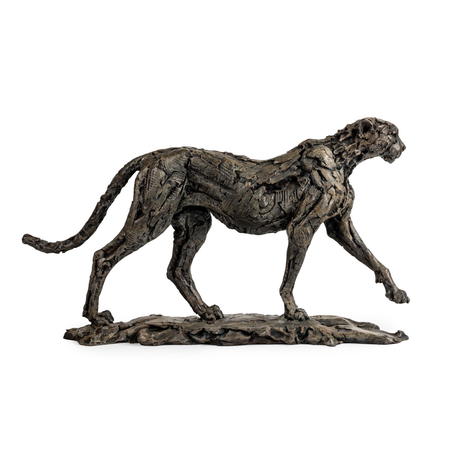 § Hamish Mackie (British 1973-) Cheetah, 2017: § Hamish Mackie (British 1973-) Cheetah, 2017 signed, dated and numbered 4/12, patinated bronze (38cm high, 68.5cm wide (15in high, 27in wide)) Provenance Purchased directly from the artist; Priv