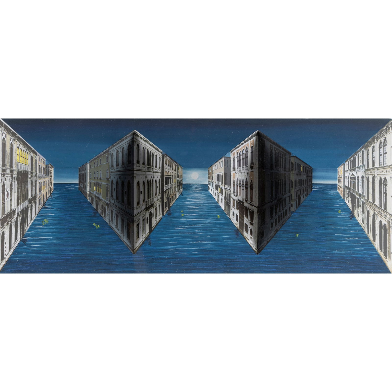 § Patrick Hughes (British 1939-) Moonshine, 2009: § Patrick Hughes (British 1939-) Moonshine, 2009 signed in pencil (lower right) and numbered AP 6/7 (lower left), an Artist's Proof aside from the edition of 45, 3D lithograph with hand-colouring