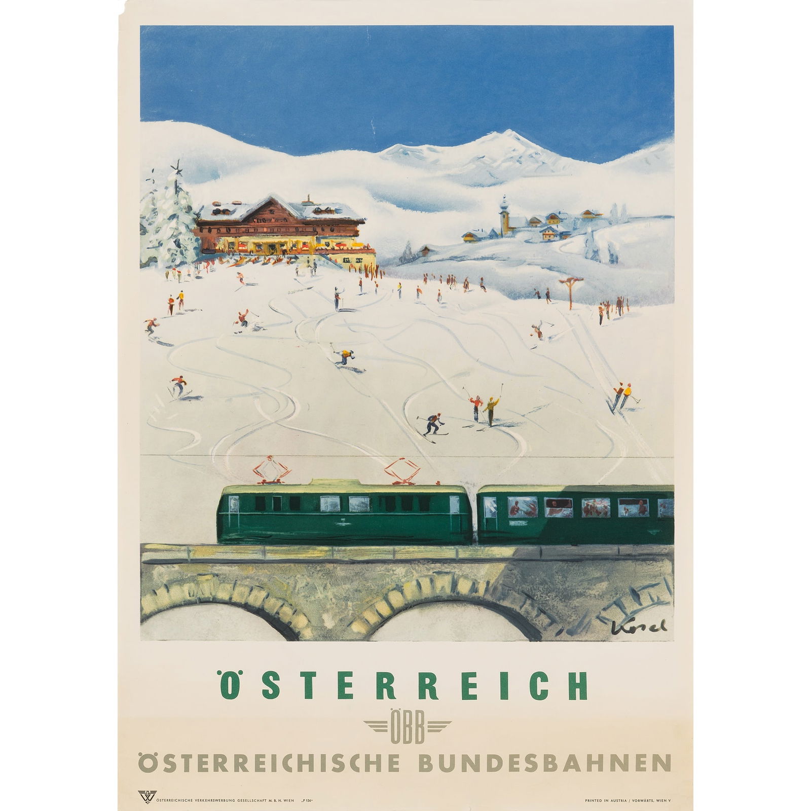 HERMANN KOSEL (1896 - 1983): ÖSTERREICH offfset lithographic poster, c.1950, condition A-; not backed 32.5 x 23 in. (83 x 59 cm.)