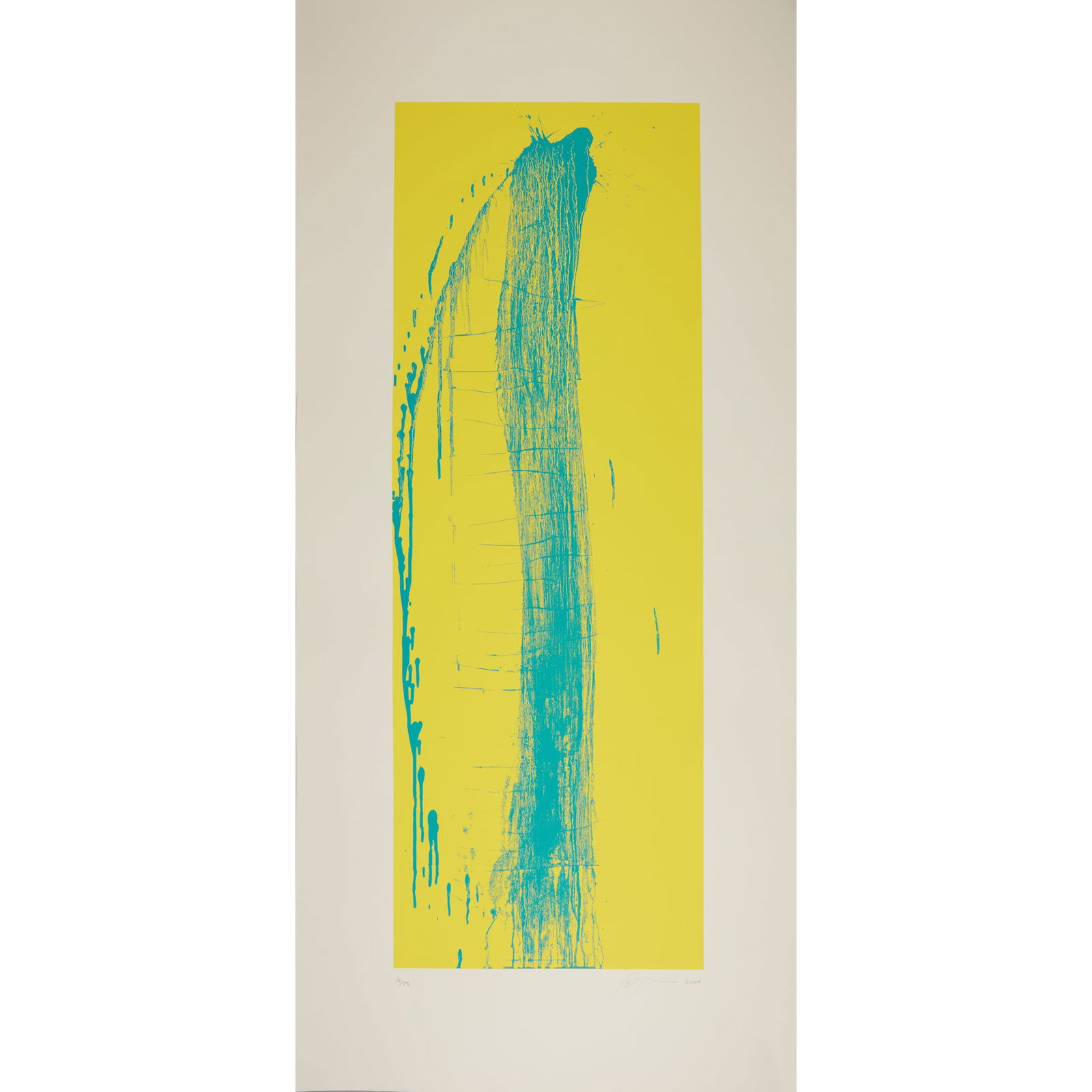 PAT STEIR (AMERICAN 1940-)  BLUE AND YELLOW SINGLE MARK WATERFALL – 2004 (1 of 2)