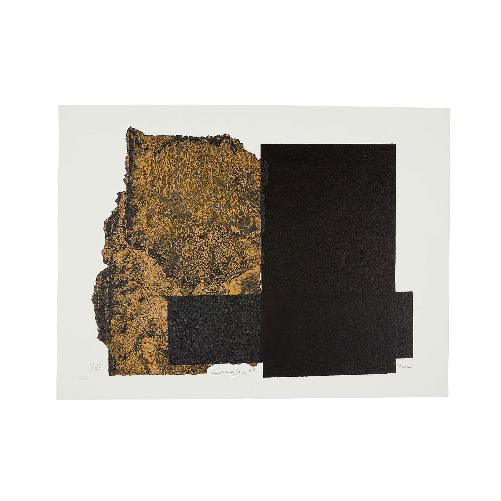 § RAFAEL CANOGAR GÓMEZ (SPANISH 1935-) FÓSIL - 1997: FÓSIL - 1997 Screenprint on canvas, 6/75, signed, titled, dated and numbered in pencil the sheet 60cm x 78.5cm (23.5in x 31in), unframed