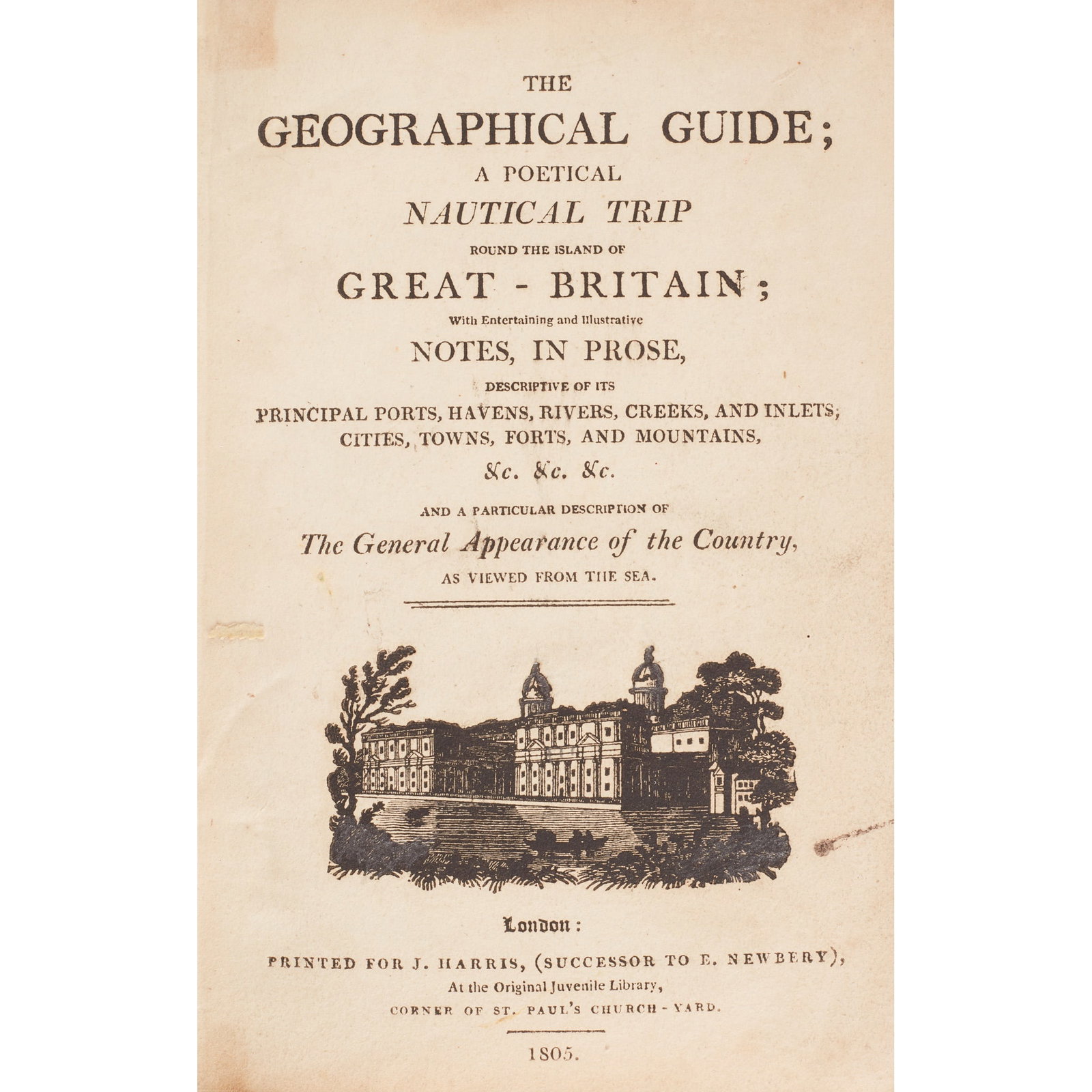 [Bisset, James] The Geographical Guide: The Geographical Guide A poetical nautical trip round the island of Great-Britain. London: J. Harris, 1805. 12mo, with 'additional' final leaf, contemporary quarter calf, lacking frontispiece FROM THE
