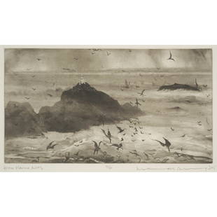 NORMAN ACKROYD  C.B.E., R.A. (BRITISH 1938-) FROM HERMA NESS - 2005: NORMAN ACKROYD FROM HERMA NESS - 2005 Etching, 71/90, signed, dated '05 and inscribed with title in pencil to margin the plate 17.25cm x 31.5cm (7in x 12.5in)