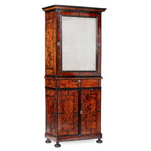 WILLIAM AND MARY BURR-ELM AND EBONISED CABINET