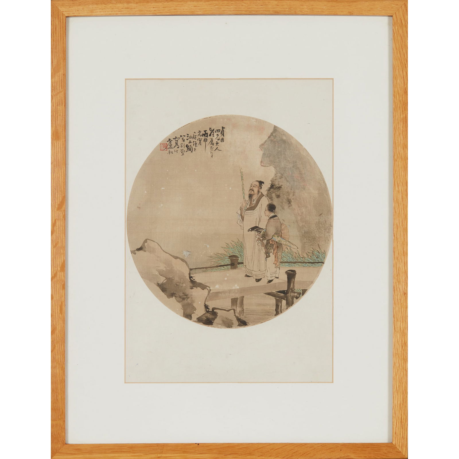 [FROM THE COLLECTION OF BENJAMIN EVERETT GILL] INK PAINTING OF FIGURES: [FROM THE COLLECTION OF BENJAMIN EVERETT GILL] INK PAINTING OF FIGURES ATTRIBUTED TO LU SONG 盧松款 携琴訪友圖 絹本設色 鏡