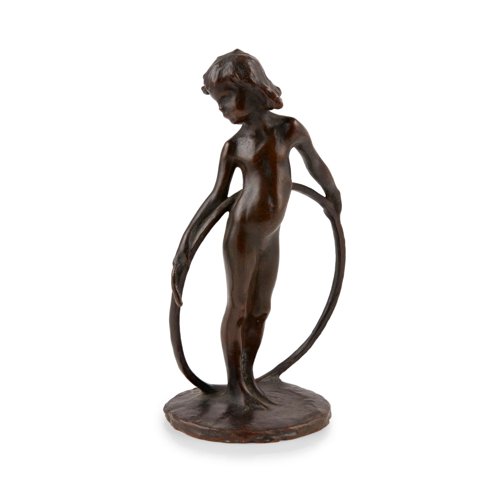 BERNHARD HOETGER (1874-1949): BERNHARD HOETGER (1874-1949) 'MÄDCHEN MIT REIF', CIRCA 1901 bronze, signed in the bronze with monogram 19cm high Note: After studying at the Düsseldorf Art Academy under Karl Janssen,