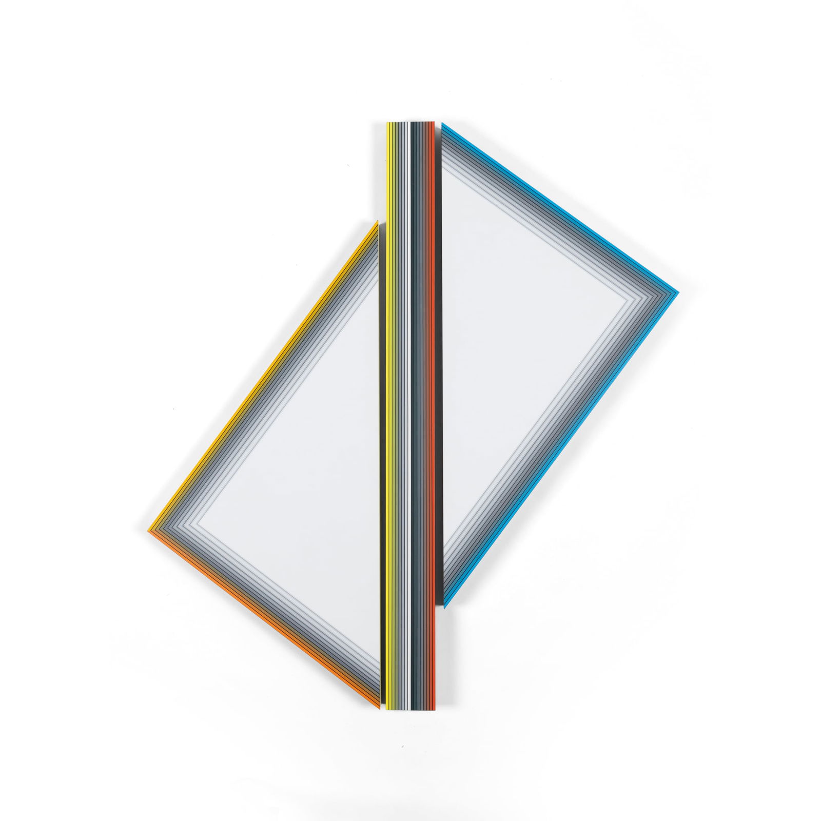 § DARIO PEREZ-FLORES (VENEZUELAN 1936-2022): DARIO PEREZ-FLORES (VENEZUELAN 1936-2022) DYNAMIC CHROMATIQUE No.25,1992 signed, titled and dated (to reverse of largest panel), acrylic on canvas on wood relief 120cm x 110cm x 5cm (47 ¼in x 43