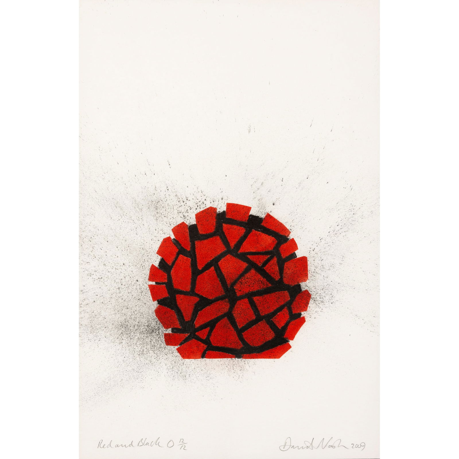 § DAVID NASH (BRITISH 1945-): DAVID NASH (BRITISH 1945-) RED AND BLACK CIRCLE, 2009 signed and dated in pencil (lower right), titled and numbered 12/12 (lower left), pochoir on wove paper 57cm x 38cm (22 3/8in x 15in) Galerie Lelo