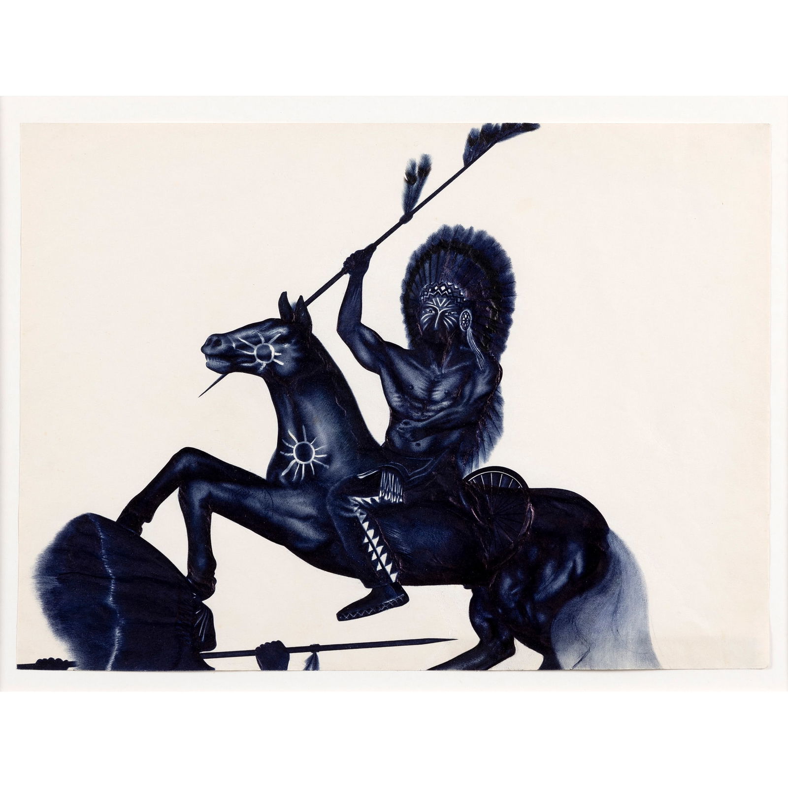 § COLIN SELF (BRITISH 1941-): COLIN SELF (BRITISH 1941-) AMERICAN INDIAN, 1970-71 signed and dated June 1970- finished 24th Oct 1971 (to reverse), ballpoint pen on paper 25.4cm x 34.3cm (10in x 13 1/8in) Private Collection, acquir