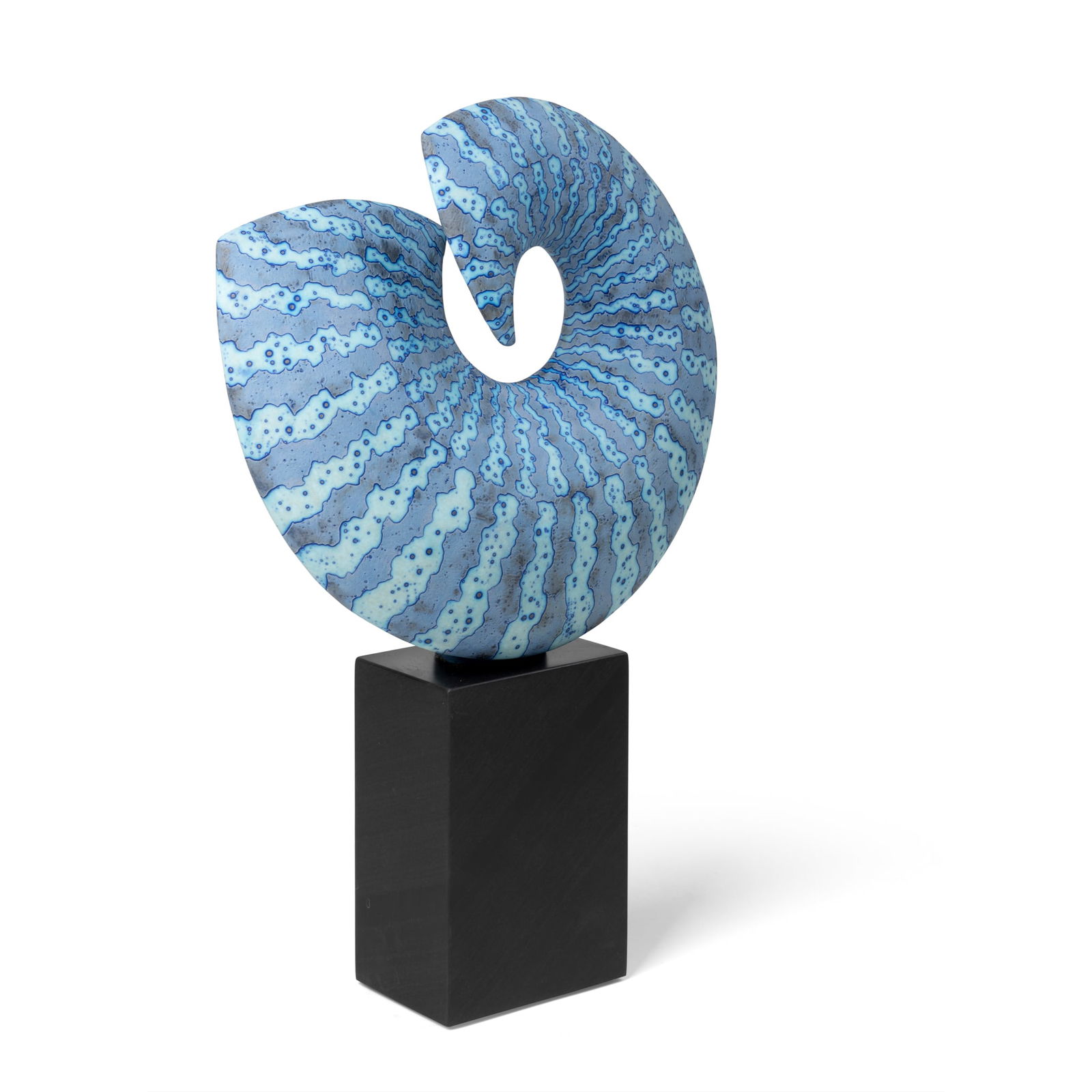 PETER BEARD (BRITISH 1951-): PETER BEARD (BRITISH 1951-) SHELL FORM, 2023 impressed maker's seals, stoneware on Cumbrian Blue slate base 44cm high including base, 28.3cm wide (17 1/4in high including base, 11 1/8in wide)