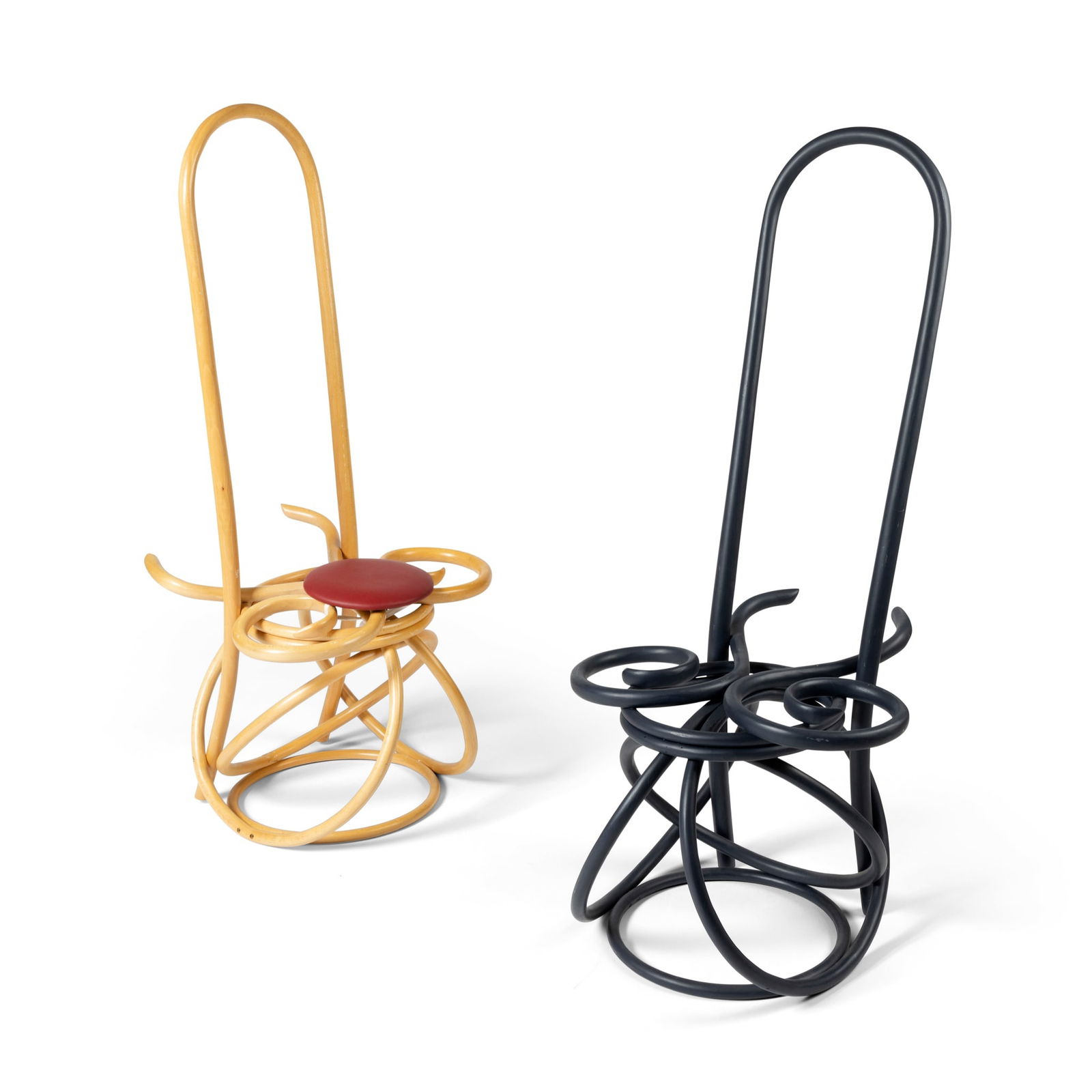 MARTINO GAMPER (ITALIAN 1971-) FOR THONET: MARTINO GAMPER (ITALIAN 1971-) FOR THONET TWO 'CHAIR OF THE RINGS' CHAIRS, DESIGNED 2008 bentwood each chair 121cm high, 54cm wide, 56cm deep (47 1/2in high, 21 1/4in wide, 22in deep) (2) Martino Gamp