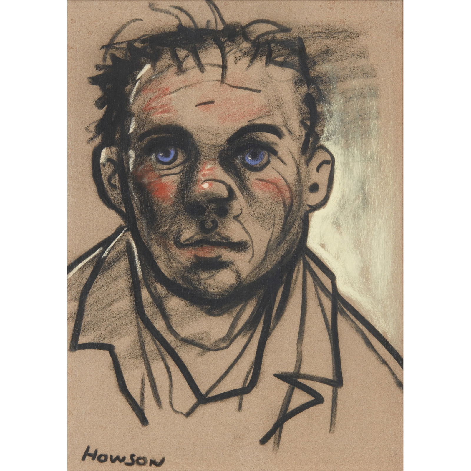 § PETER HOWSON O.B.E. (SCOTTISH 1958-): PETER HOWSON O.B.E. (SCOTTISH 1958-) UNTITLED (BLUE-EYED MAN) Signed lower left, pastel 31cm x 23cm (12in x 9in)