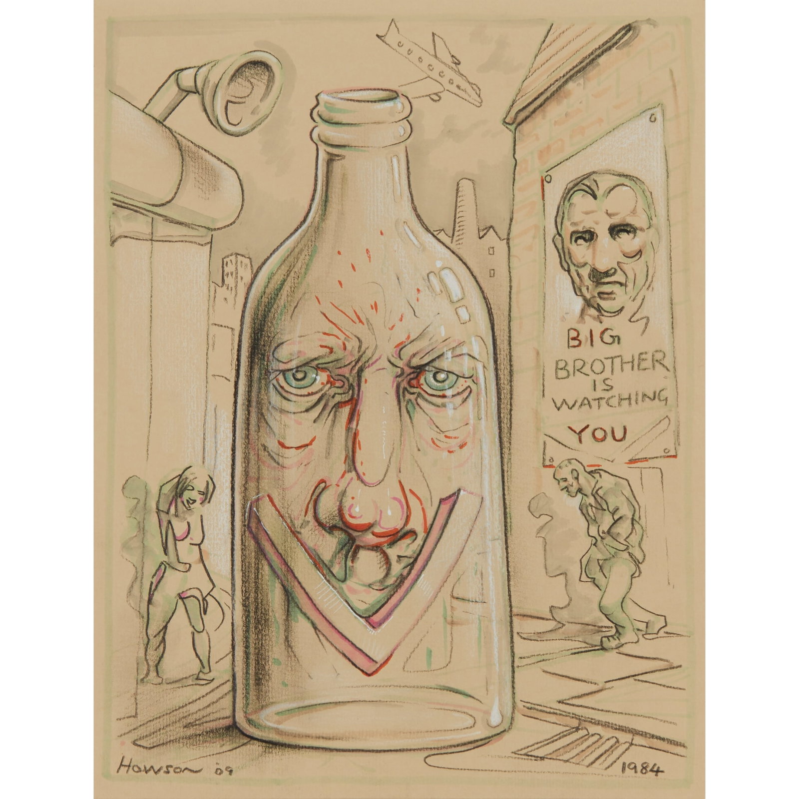 § PETER HOWSON O.B.E. (SCOTTISH 1958-): PETER HOWSON O.B.E. (SCOTTISH 1958-) 1984 Signed and dated '09 lower left, inscribed with title lower right, mixed media on buff paper 30cm x 22.5cm (11.75in x 9in) Flowers East, London