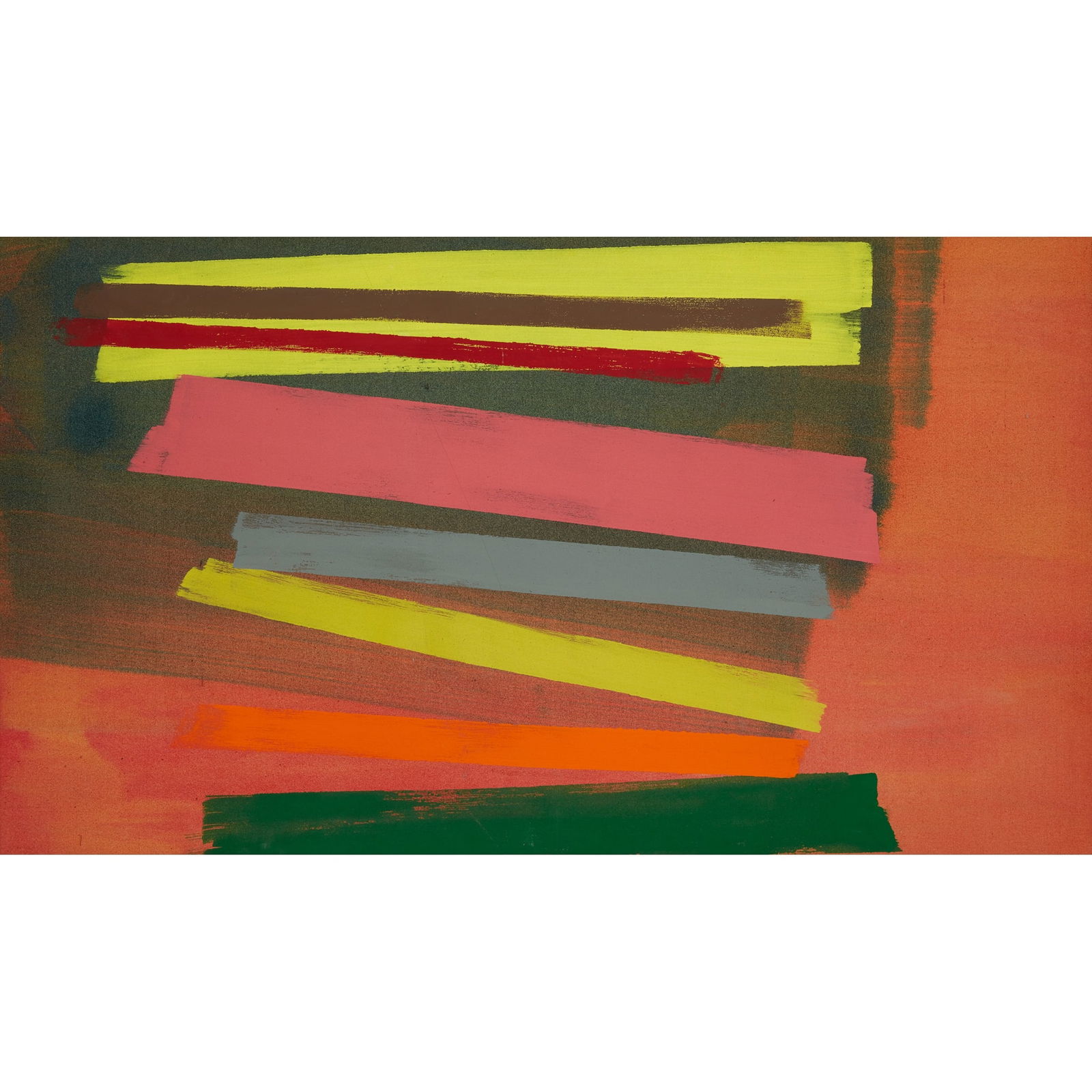 § JOHN MCLEAN (BRITISH 1939-2019): JOHN MCLEAN (BRITISH 1939-2019) PERISTYLE - 1990 Signed, inscribed with title and dated verso, acrylic on canvas 67cm x 116cm (26.25in x 45.5in) ‘My works have no hidden meanings. To understand,
