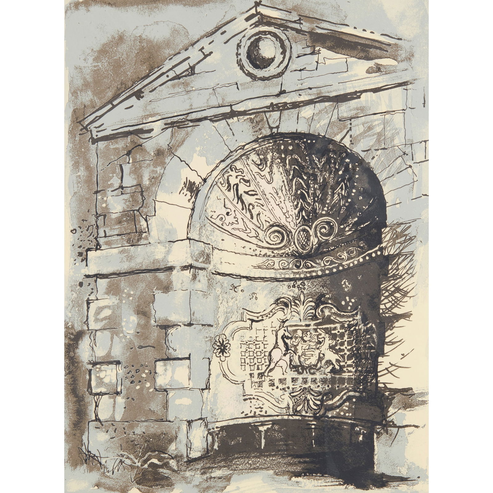 § JOHN PIPER C.H. (BRITISH 1903-1992): JOHN PIPER C.H. (BRITISH 1903-1992) THE PEBBLE ALCOVE, STOWE (LEVINSON 386) - 1986 Screenprint, 19/70, signed and numbered in pencil to margin, published by Kelpra Studio and Marlborough Fine Art the