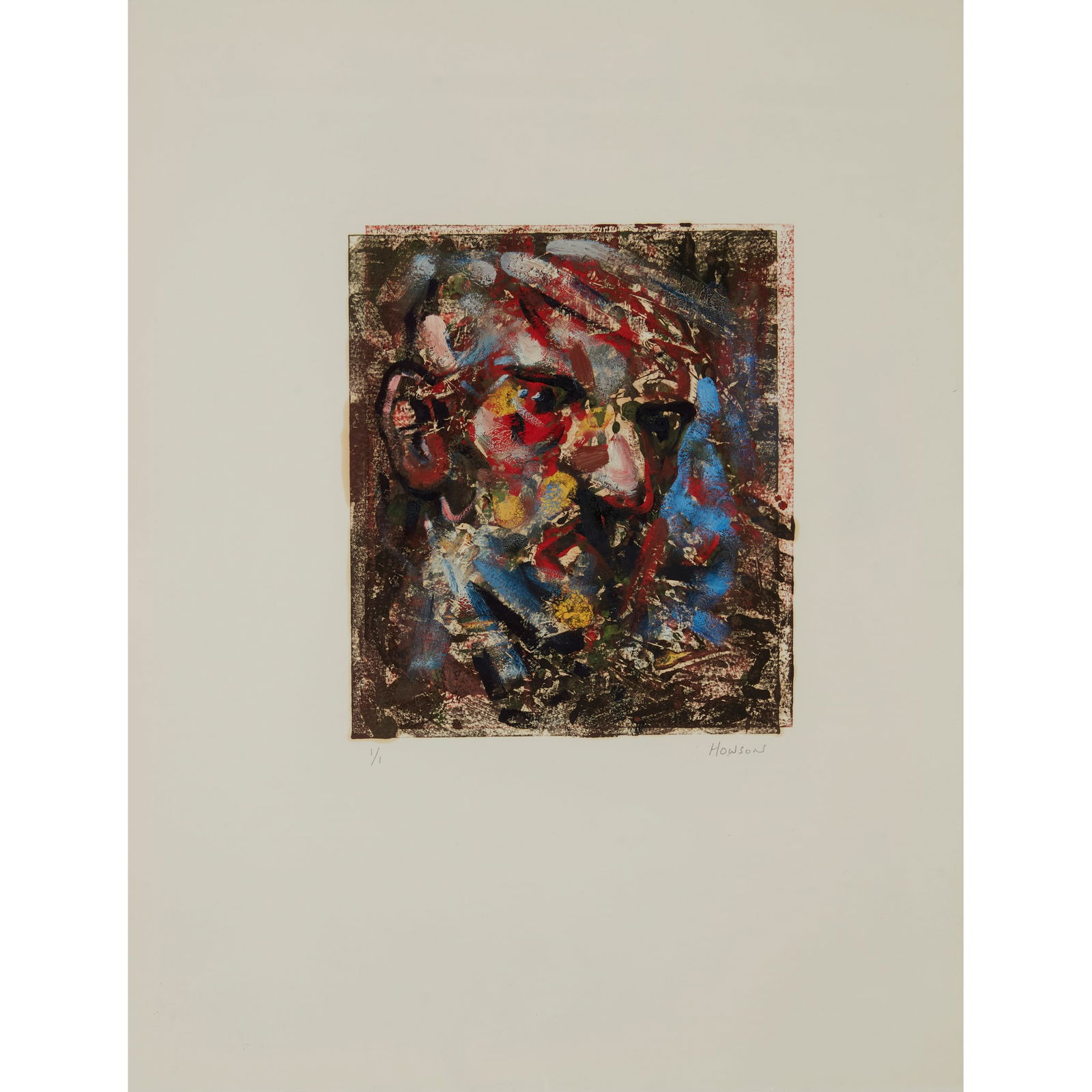 § PETER HOWSON O.B.E. (SCOTTISH 1958-): PETER HOWSON O.B.E. (SCOTTISH 1958-) RIDDRIE - 2011 Monoprint, 1/1, signed and numbered in pencil to margin, signed, titled and dated to backboard the sheet 66.5cm x 50.5cm (26.25in x 20in) The artist