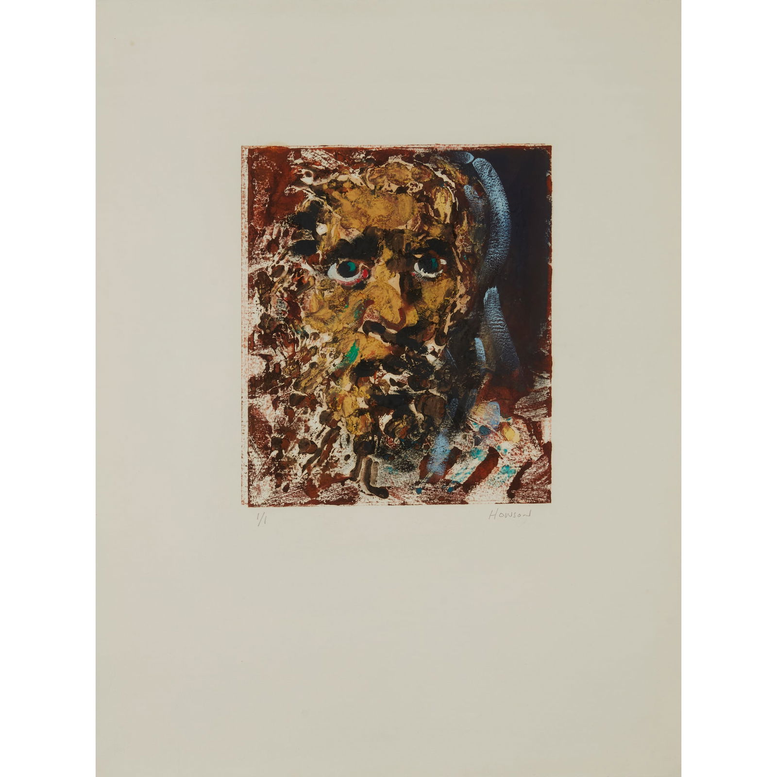 § PETER HOWSON O.B.E. (SCOTTISH 1958-): PETER HOWSON O.B.E. (SCOTTISH 1958-) GOVAN HILL - 2011 Monoprint, 1/1, signed and numbered in pencil to margin, signed, titled and dated to backboard the sheet 66.5cm x 50.5cm (26.25in x 19.75in) The