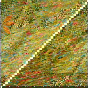 § STEPHEN BUCKLEY (BRITISH 1944-): STEPHEN BUCKLEY (BRITISH 1944-) BLADE - 1988 Signed and inscribed with title and dated '88 verso, oil on canvas assemblage on panel 125.5cm x 122cm x 7cm (49.5in x 48in x 2.75in), unframed