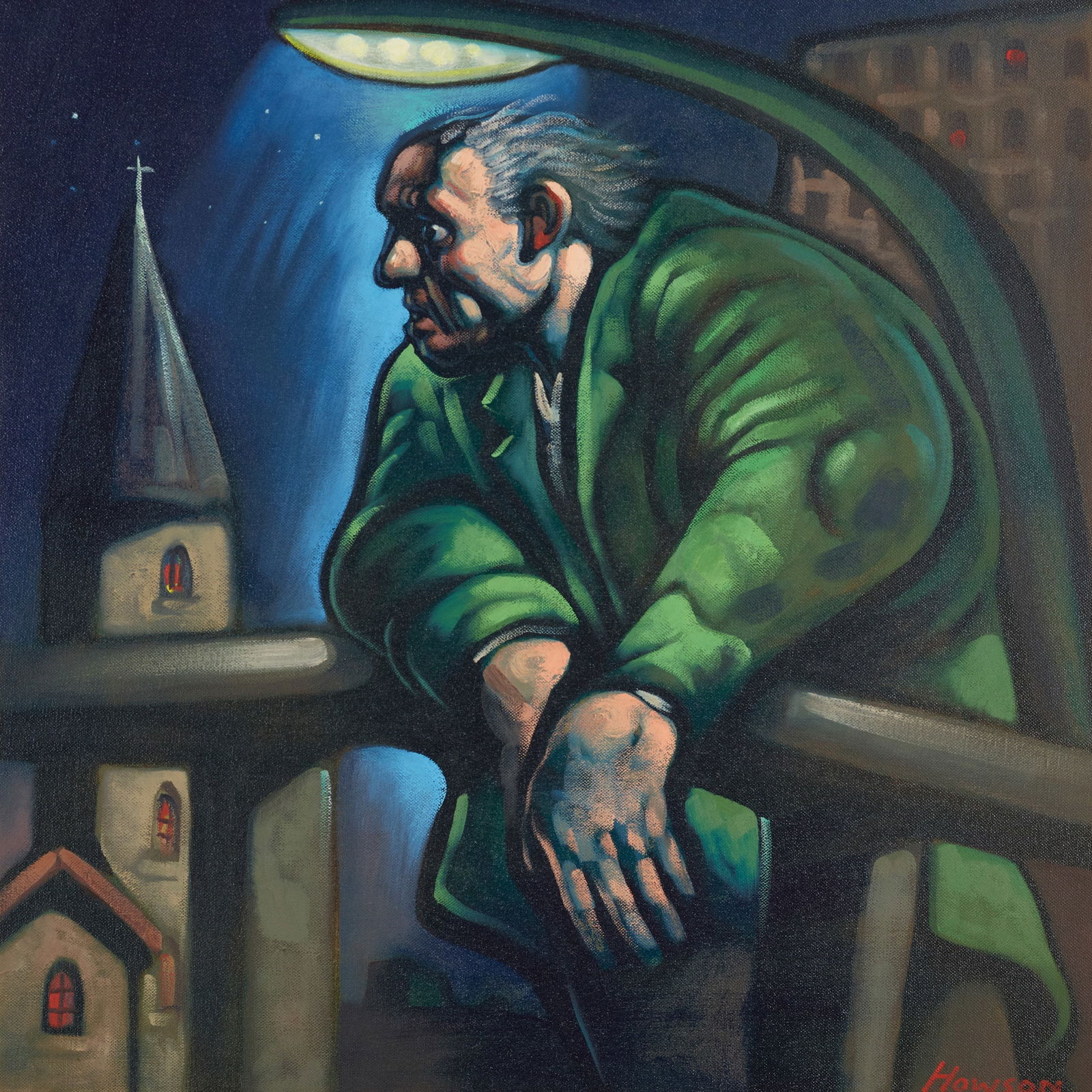 § PETER HOWSON O.B.E. (SCOTTISH 1958-): PETER HOWSON O.B.E. (SCOTTISH 1958-) THE NOBLE DOSSER Signed lower right, oil on canvas 59cm x 58.5cm (23.25in x 23in)