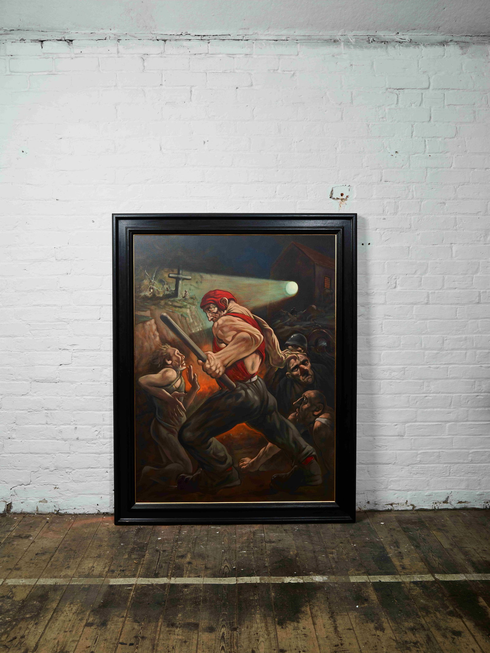 § PETER HOWSON O.B.E. (SCOTTISH 1958-): PETER HOWSON O.B.E. (SCOTTISH 1958-) MISSION DANTE - 2007 Signed lower left, signed and inscribed ‘Dante’ and dated 2007 to stretcher verso, oil on canvas 153cm x 115cm (60.25in x 45.25in)