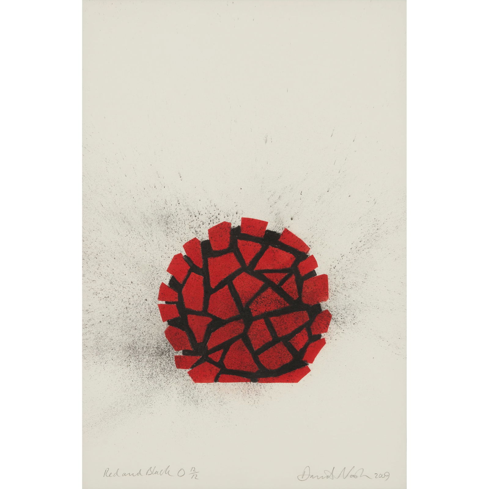 DAVID NASH (BRITISH 1945-): David NashRED AND BLACK CIRCLE - 2009 Pochoir, 12/12, signed, dated, titled and numbered in pencil to margin Galerie Lelong, Paris, from whom acquired by Steve Allison, July 2016; The Steve Alli