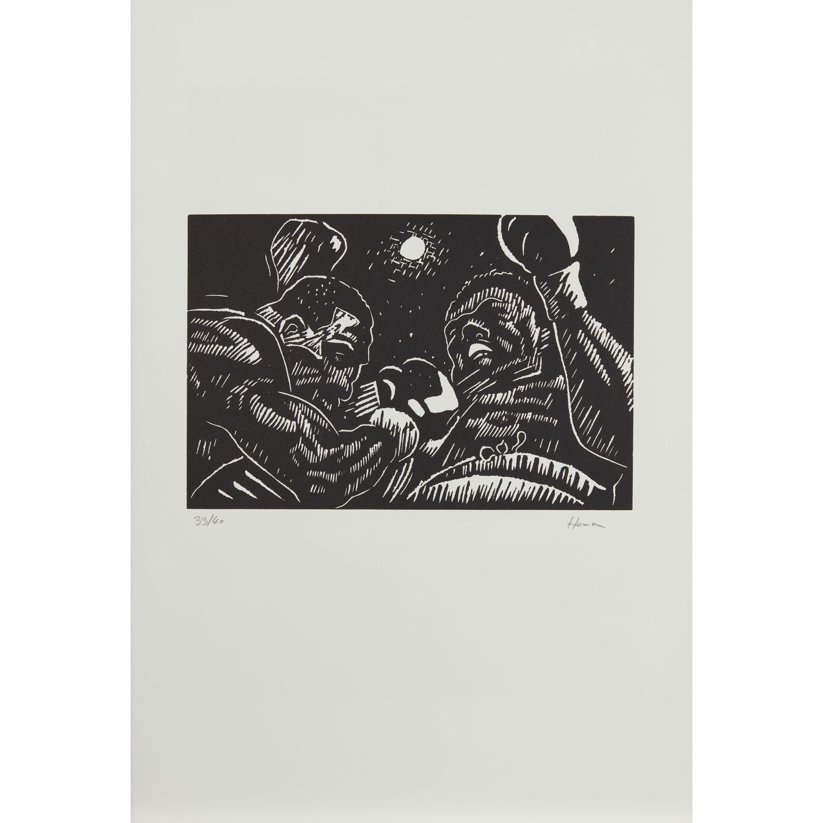 PETER HOWSON O.B.E. (SCOTTISH 1958-): PETER HOWSONCRISPIN JACKSON: A HERO OF THE PEOPLE - 1987 The complete portfolio of 14 linocuts plus 2 additional linocuts (the two sections of image 7 printed on separate sheets), ed. 40, each signed