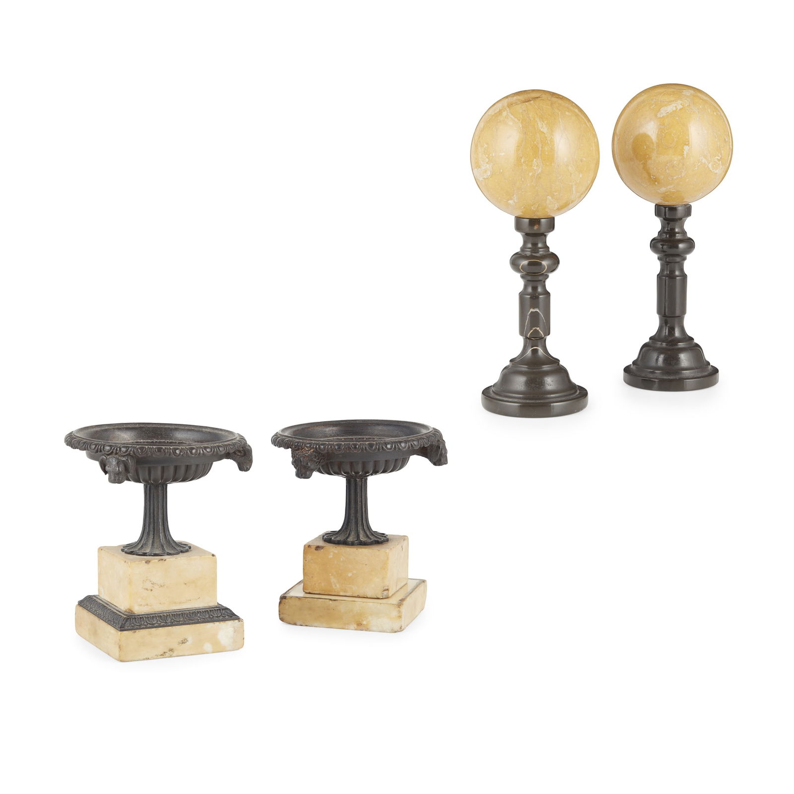GROUP OF ITALIAN BRONZE AND SIENA MARBLE GRAND TOUR DESK ITEMS (1 of 2)