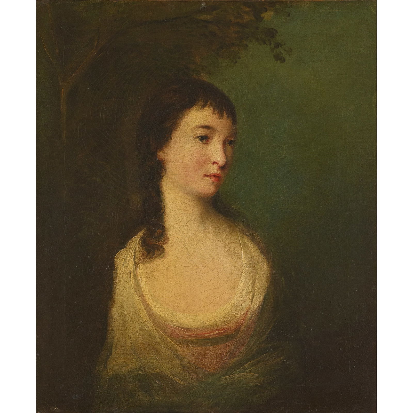 ATTRIBUTED TO DAVID MARTIN: ATTRIBUTED TO DAVID MARTIN HALF LENGTH PORTRAIT OF A YOUNG GIRL Oil on canvas 63.5cm x 51cm (30in x 20in)