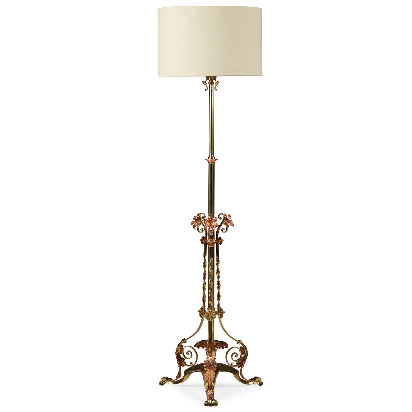 ENGLISH AESTHETIC PERIOD BRASS AND COPPER STANDARD LAMP (1 of 2)
