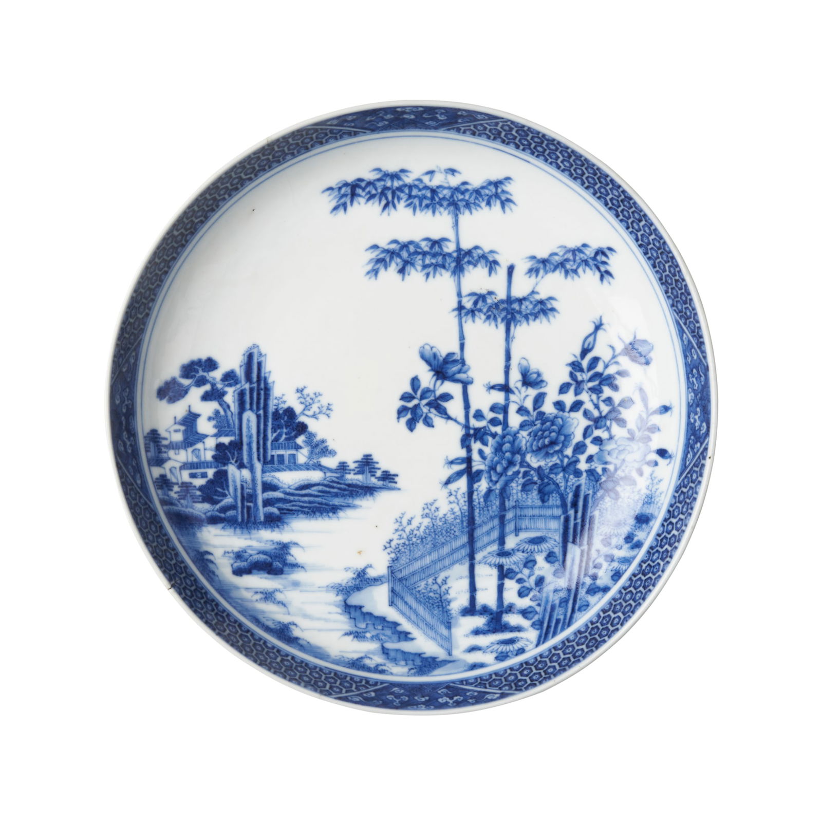 [FROM THE ESTATE OF THE LATE ROBERT BOGDAN] BLUE AND WHITE 'LANDSCAPE' DISH (1 of 1)