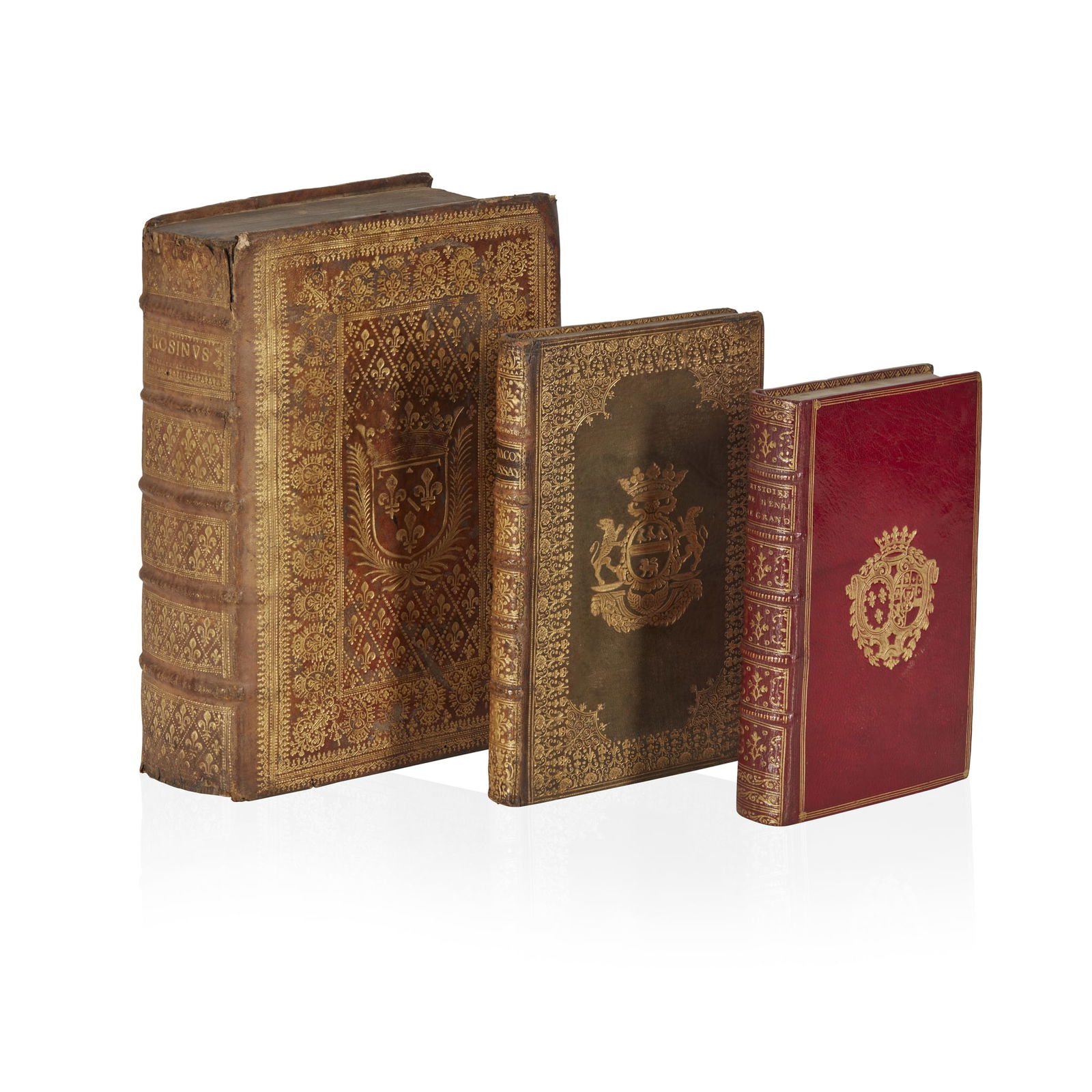 French armorial bindings: French armorial bindings Three works Hardouin de Péréfixe de Beaumont, Paul Philippe. Histoire du roi Henri le grand … revue, corrigée et augmentée par l'auteur. Paris: par l