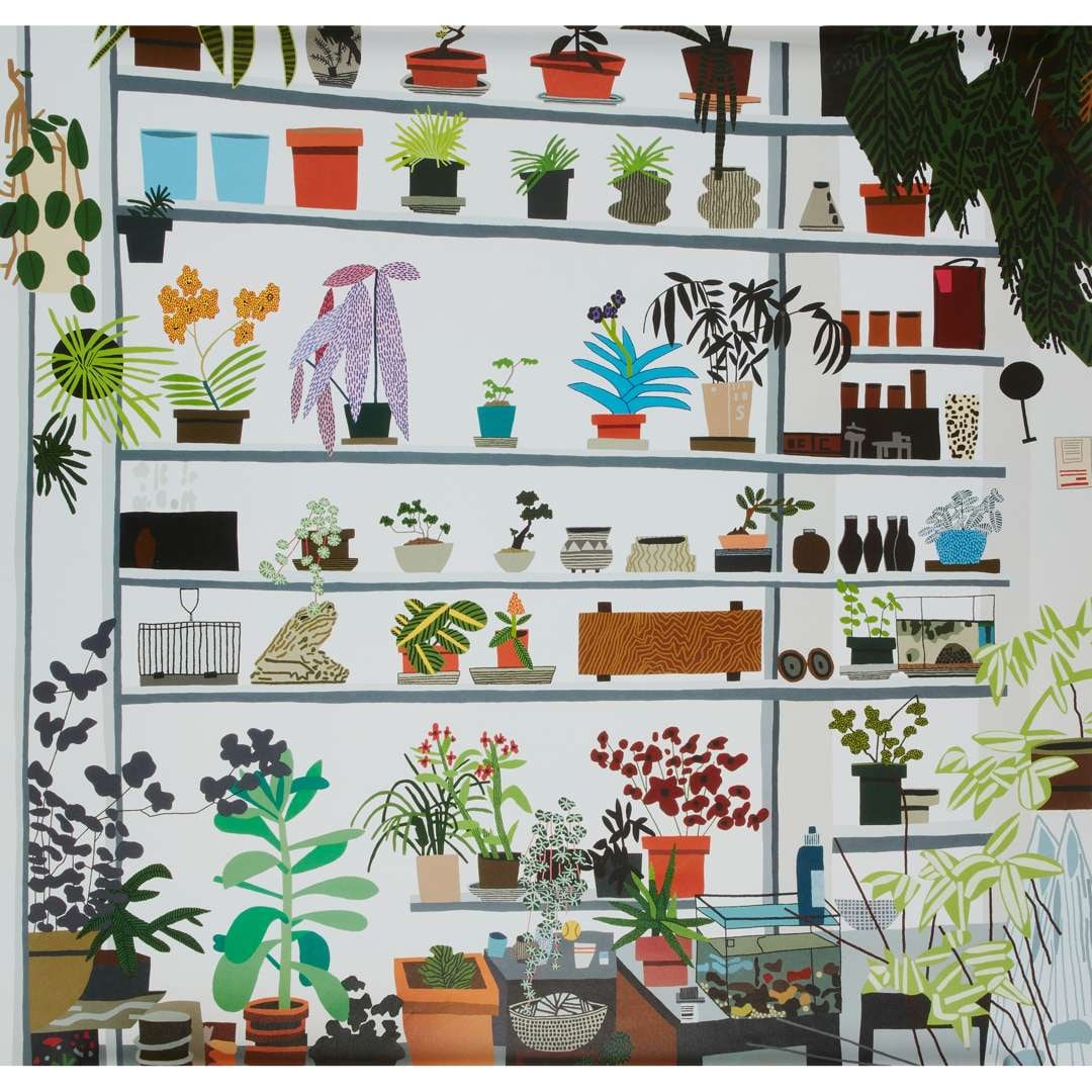 JONAS WOOD (AMERICAN 1977-): JONAS WOOD (AMERICAN 1977-) LARGE SHELF STILL LIFE - 2017 Off-set lithograph, from the edition of unknown size, published for the 'Shio Kusaka Jonas Wood' exhibition at Voorlinden Museum & Gardens, Wa